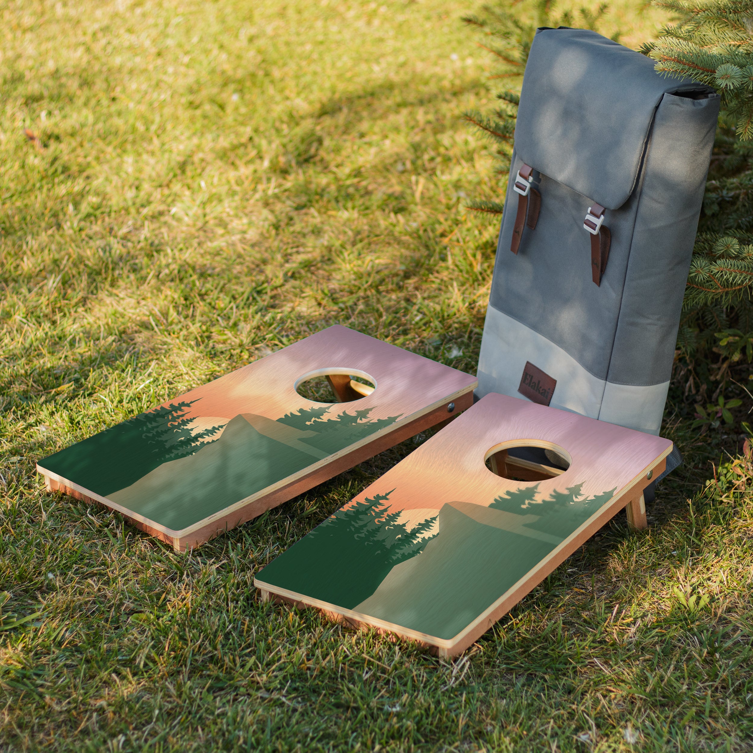  Elakai Cliff View 1'x2' Compact Travel Cornhole Boards - Set of 2