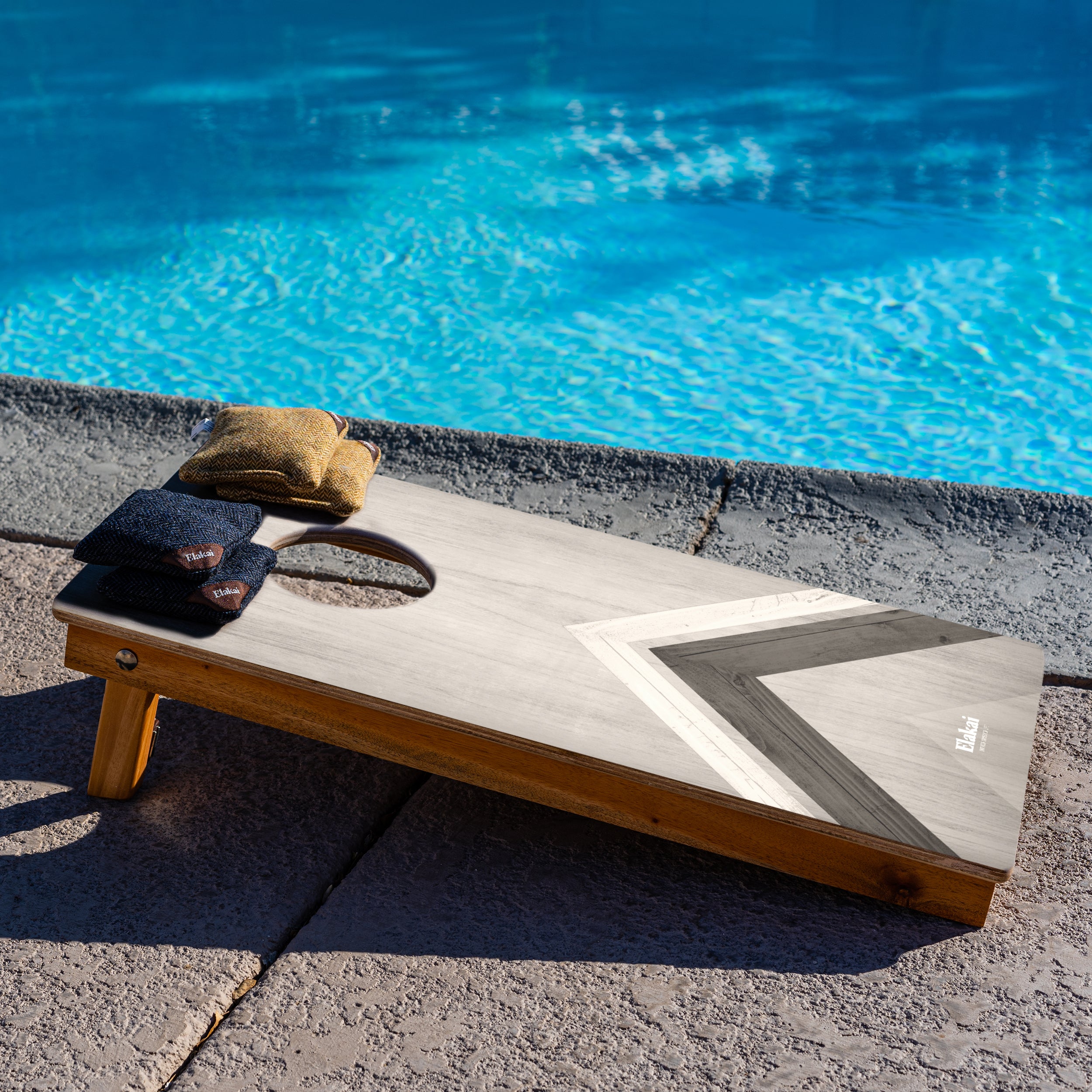 Elakai Silver Chevron 1'x2' Cornhole Board Set - Cornhole Bags Sold Separately