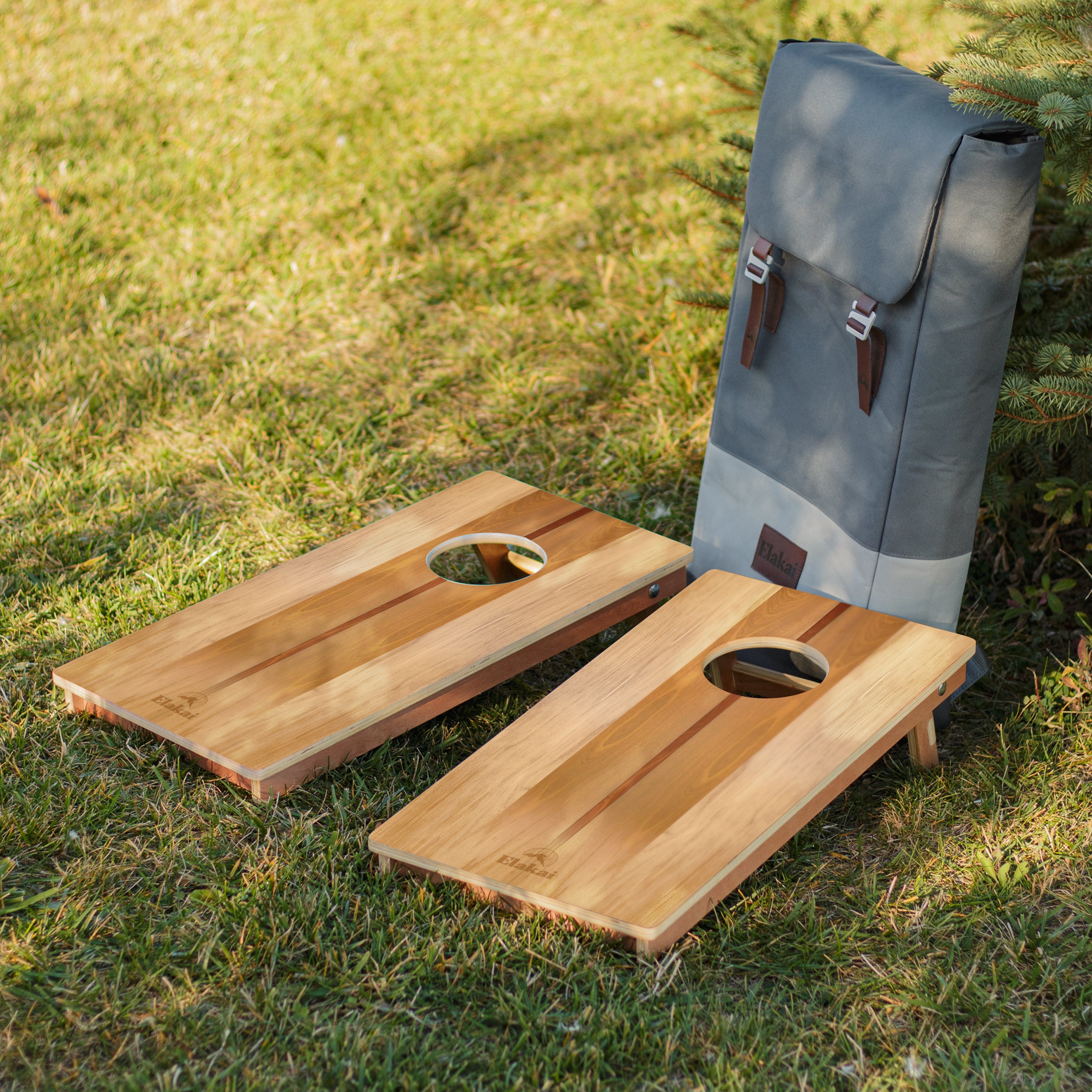 Elakai Woody 1'x2' Cornhole Board Set