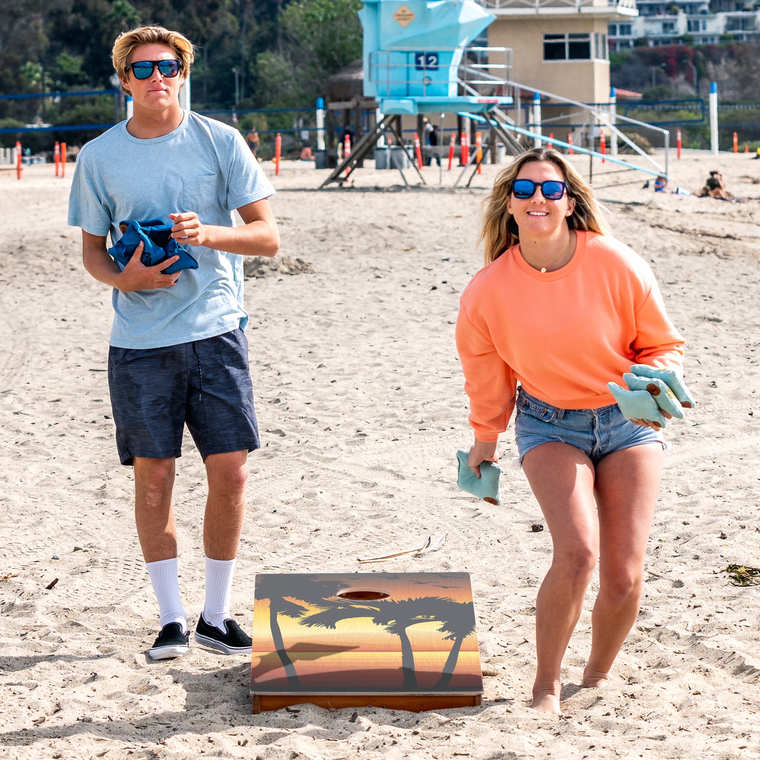 Elakai Virgin Islands 2'x4' Cornhole Board game on the beach
