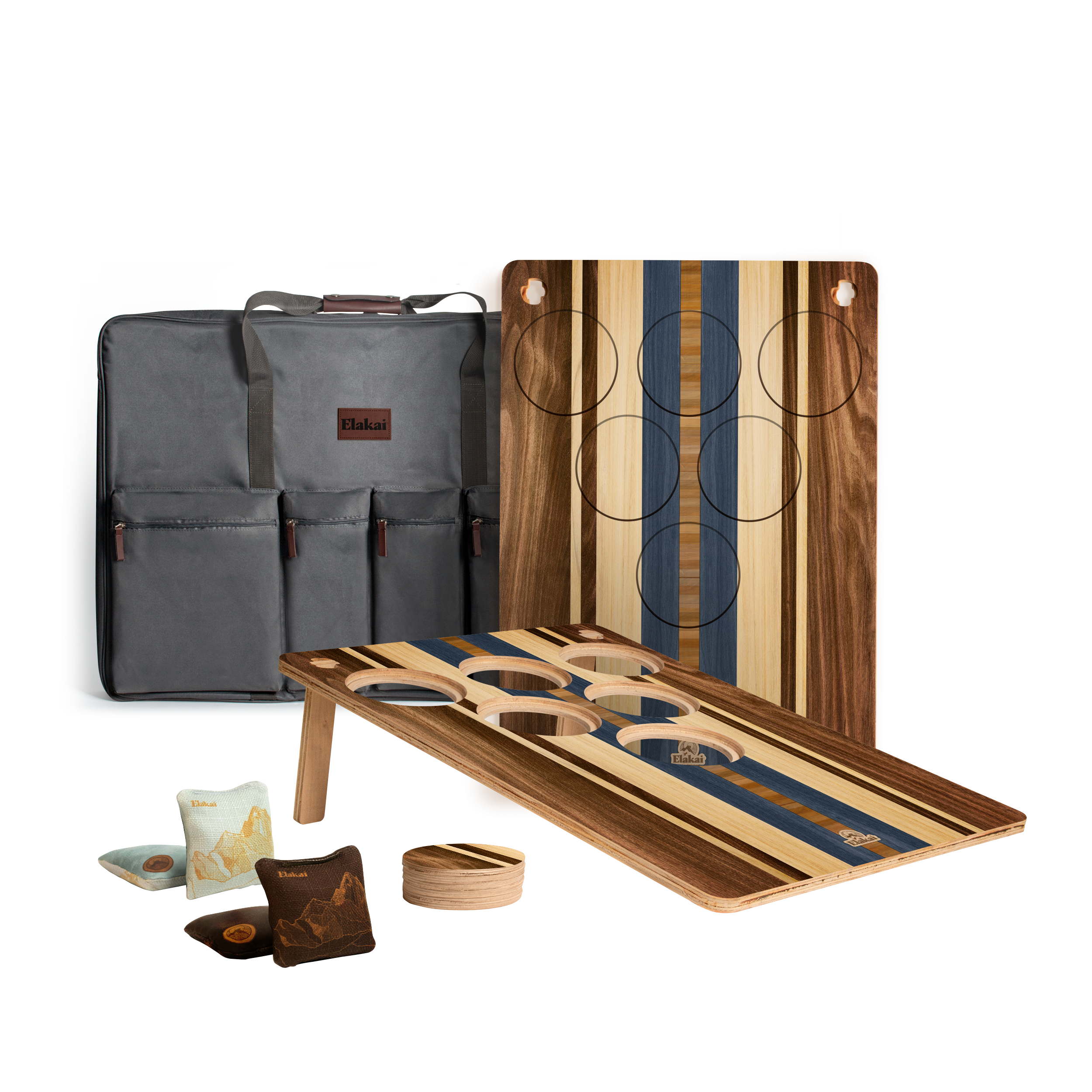 Elakai Striped Surf 22"x31" Weekender 6-Hole Cornhole Boards - Set of 2