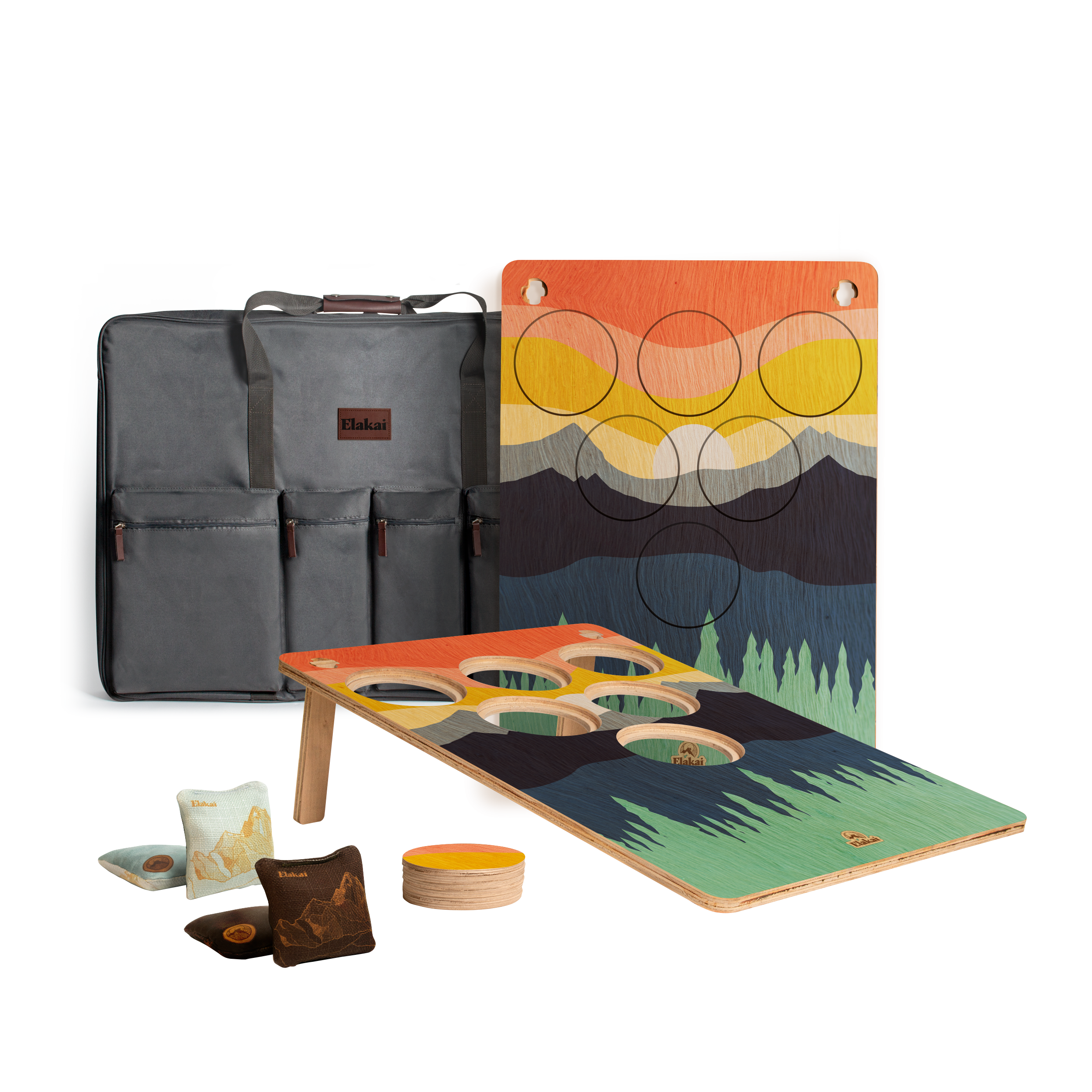 Elakai Striped Surf 22"x31" Weekender 6-Hole Cornhole Boards - Set of 2