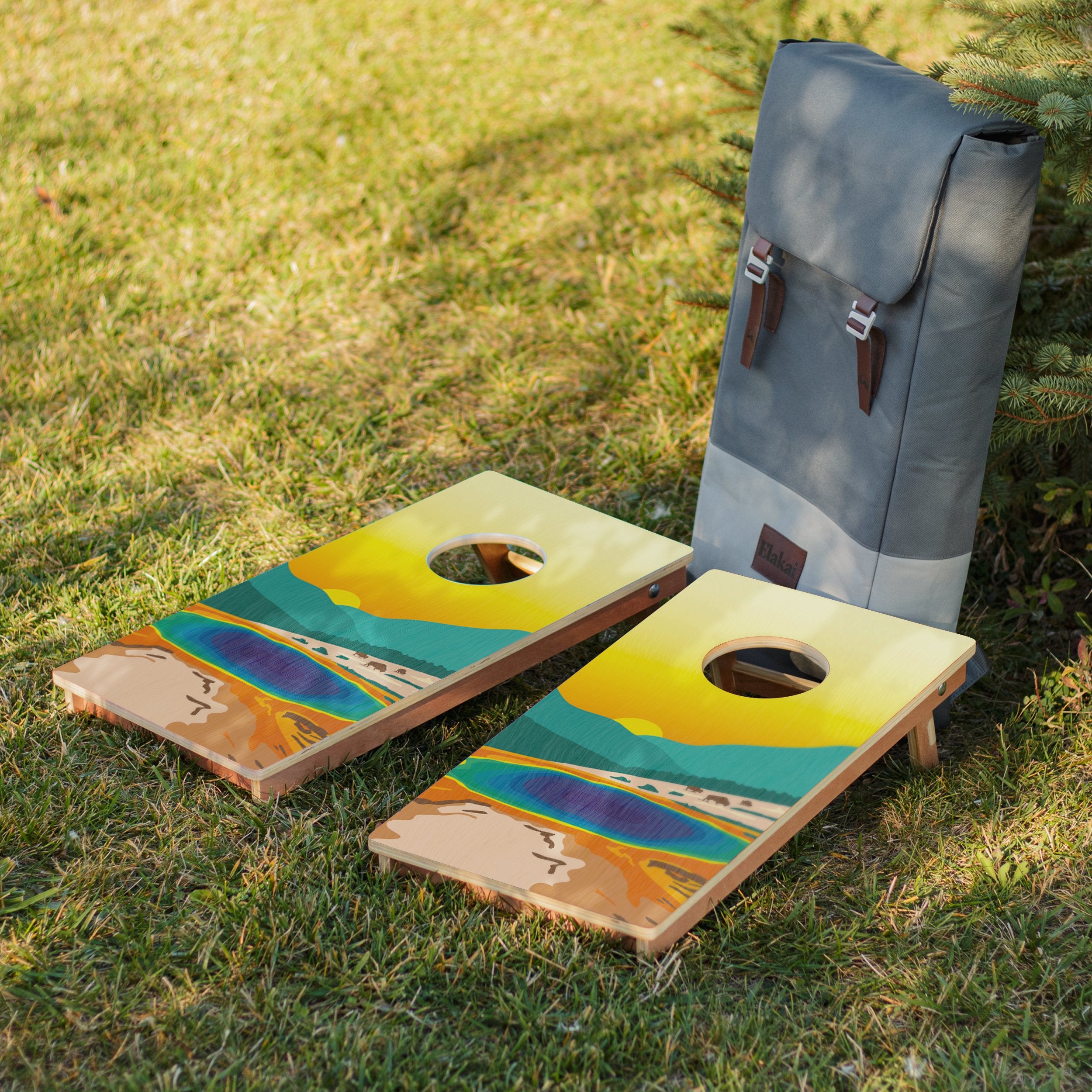 Elakai Yellowstone National Park 1'x2' Compact Travel Cornhole Boards - Set of 2