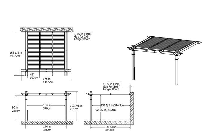 Vita 12'x12' Elysium Louvered Pergola