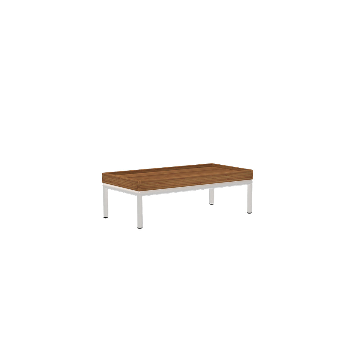 Muted White Side Table with Bamboo Top