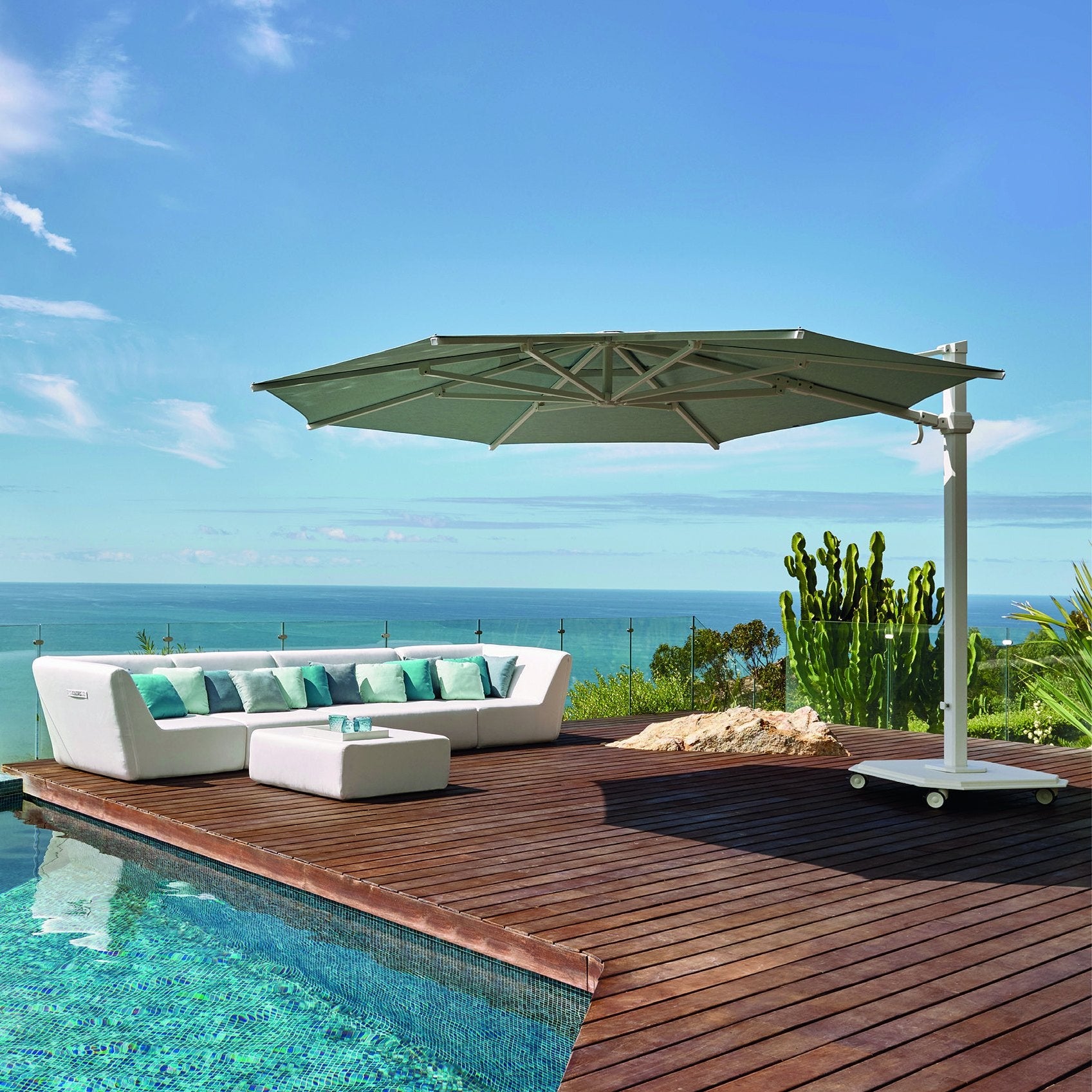 Jardinico JCP.401 Octagonal 13' Sidepost Umbrella (in CC frame/Natte Grey Chine)
