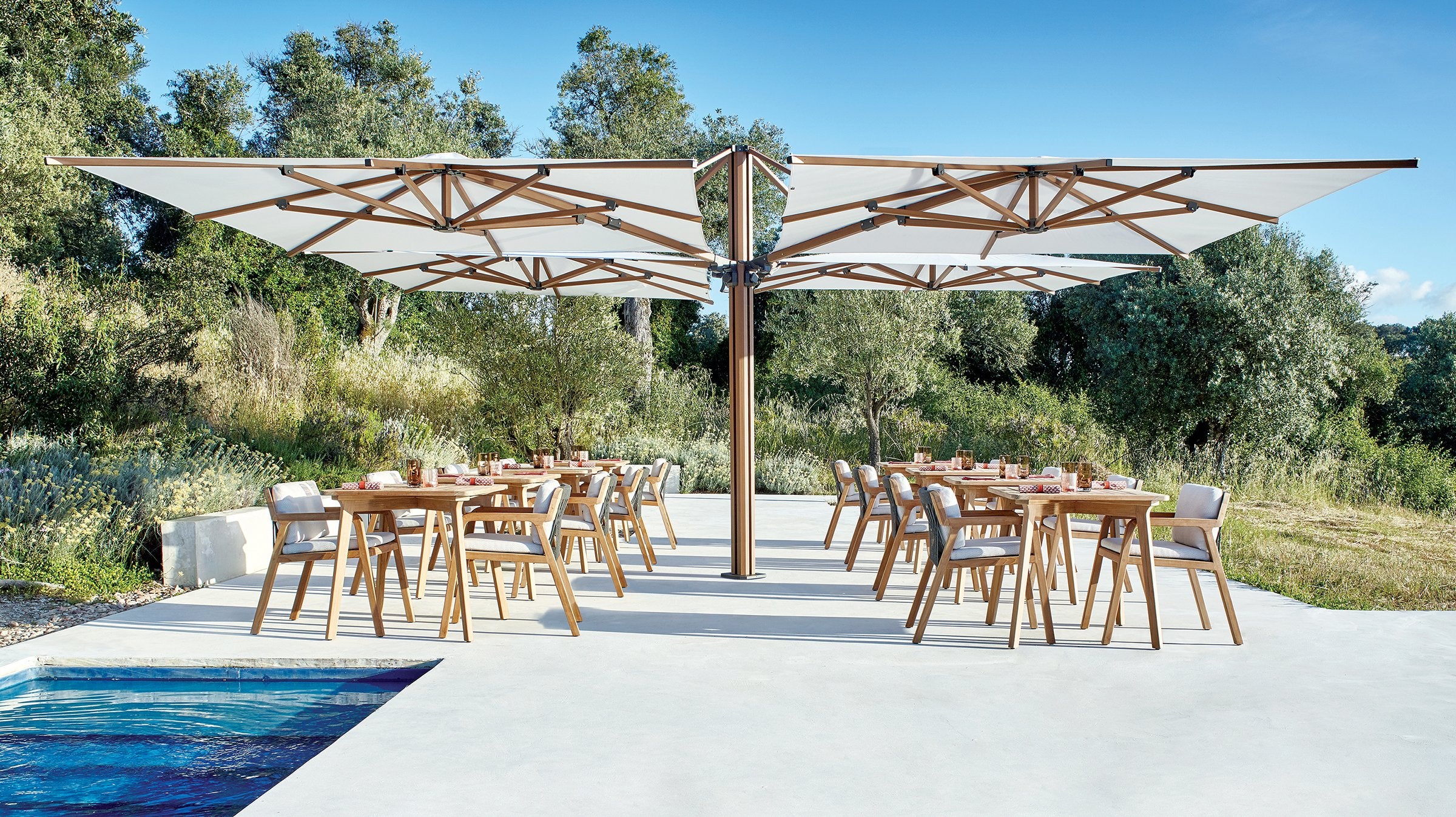Jardinico JCP.501 Square 10' Quad Sidepost Umbrella  (4 Umbrellas)