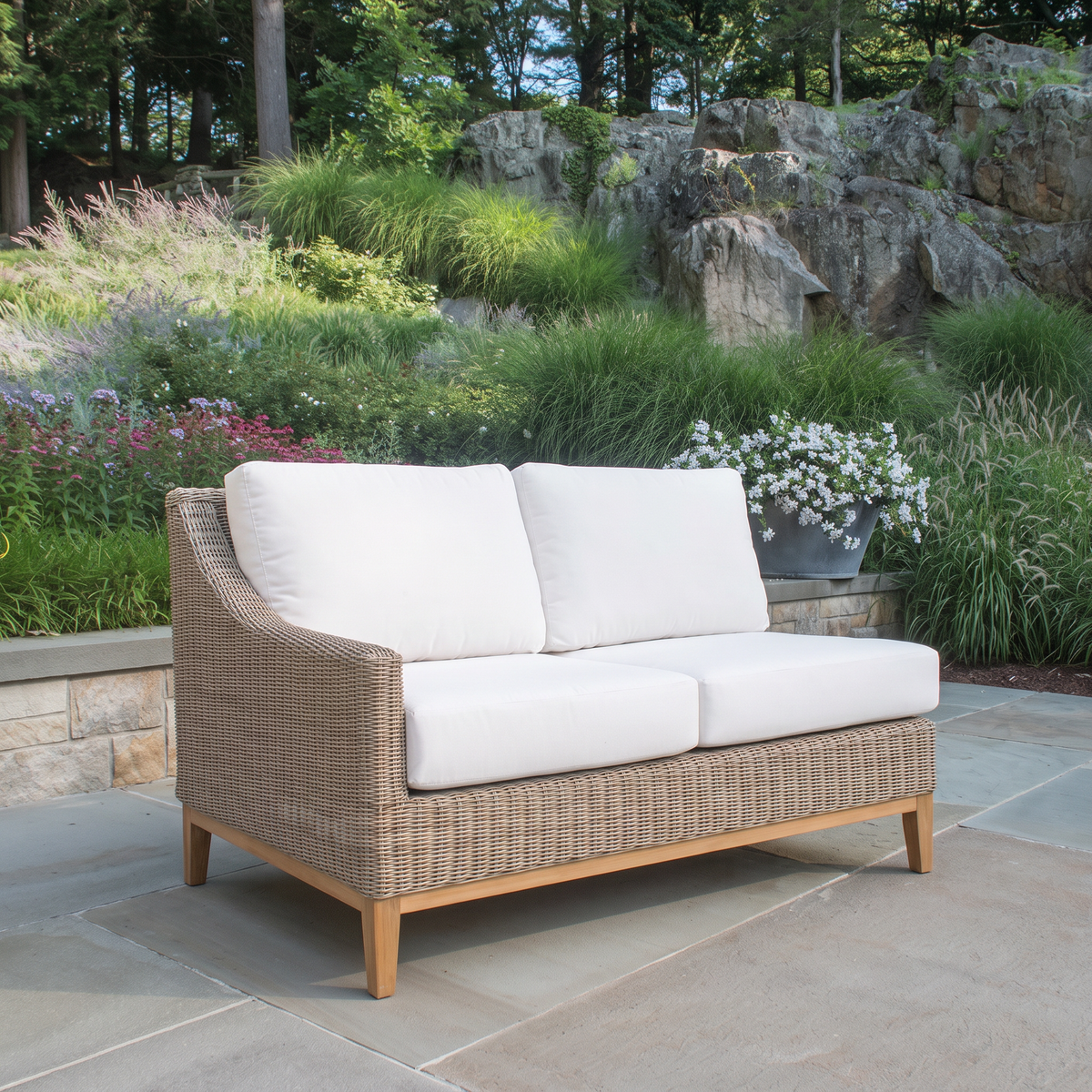 Kingsley Bate Frances wicker sectional left arm facing settee