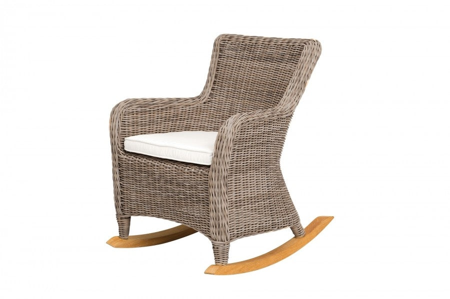 Kingsley Bate Sag Harbor Wicker Rocker and Essex Teak Side Table 3 Piece Ensemble