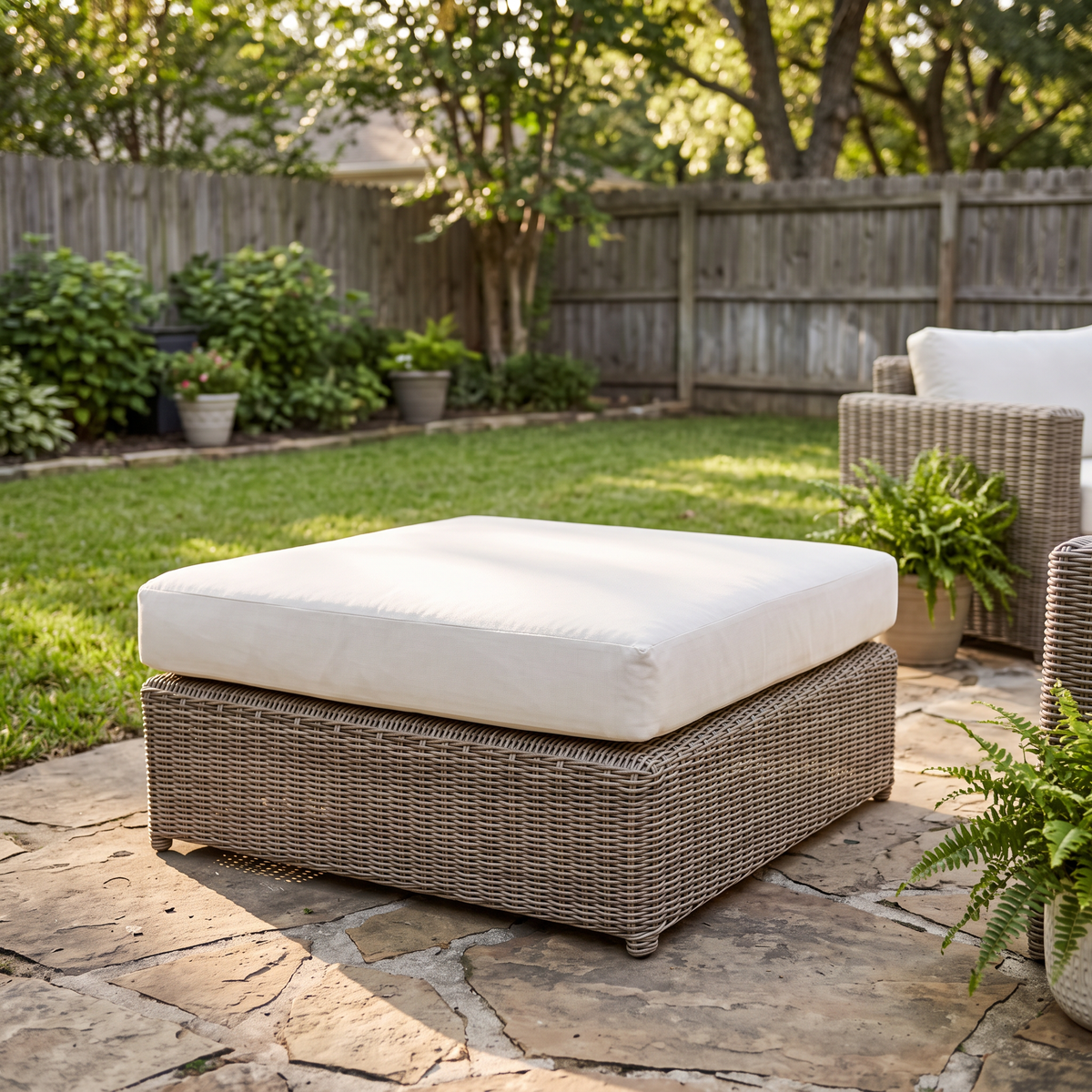 Kingsley Bate Sag Harbor wicker sectional ottoman