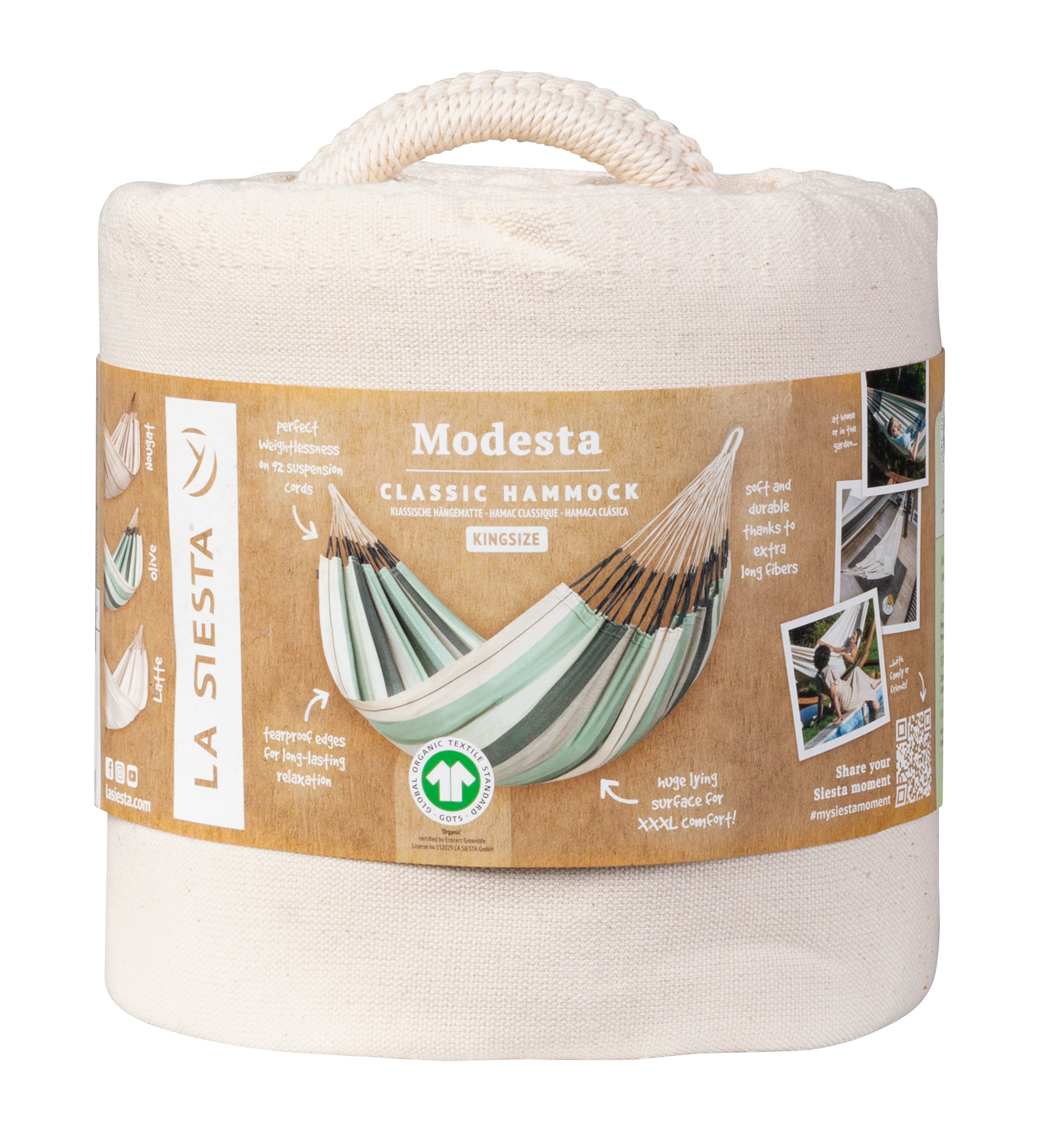 La Siesta Modesta Organic Cotton King-Size Classic Hammock - Latte