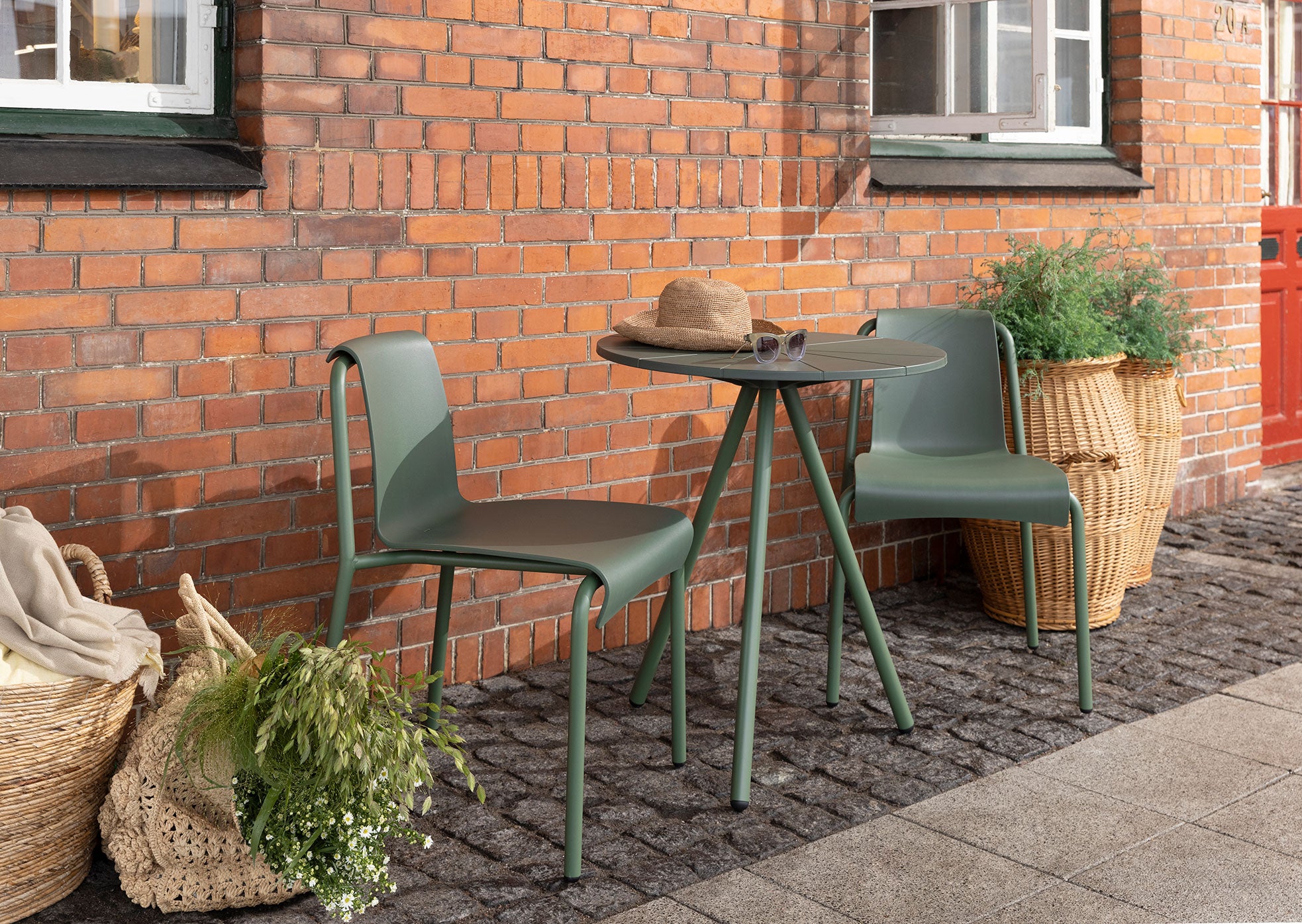 Nami Dining Side Chair pictured with an additional Side Chair in Olive Green with the Nami Table Item - HOU-23850 (sold separately)