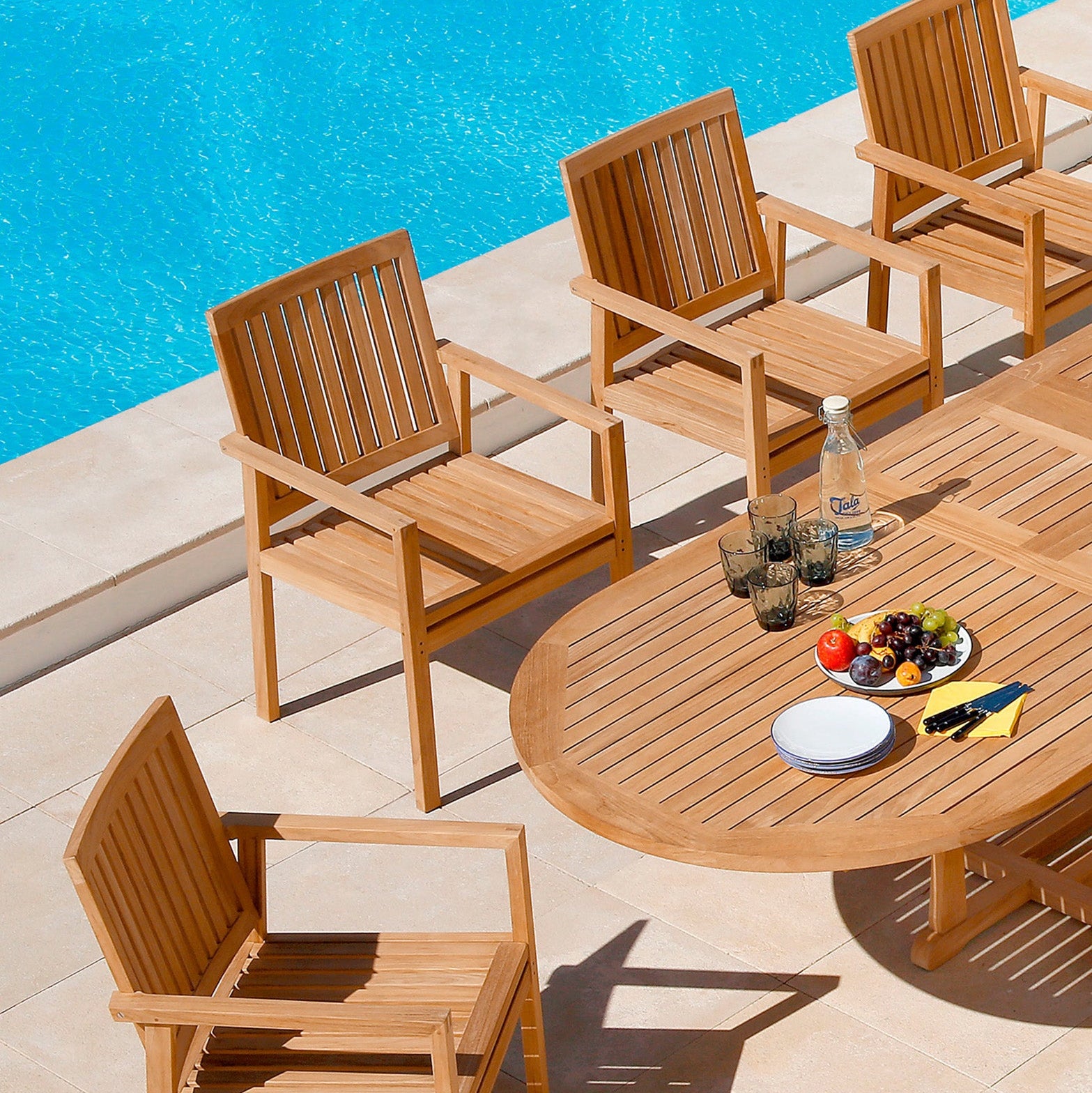 Barlow Tyrie Stirling and Linear Teak 9pc Dining Ensemble