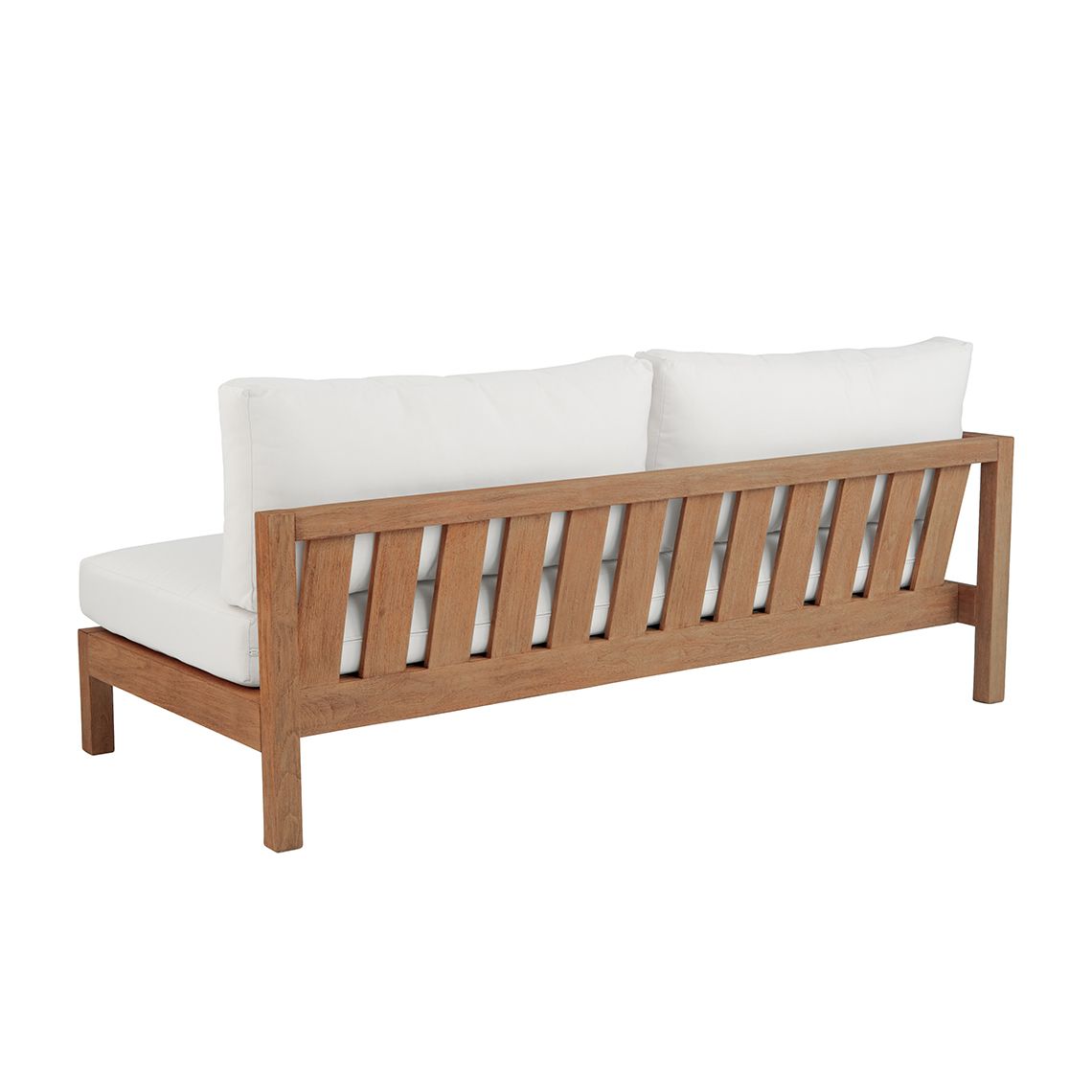 Back view of the Kingsley Bate Montauk teak sectional left arm facing sofa
