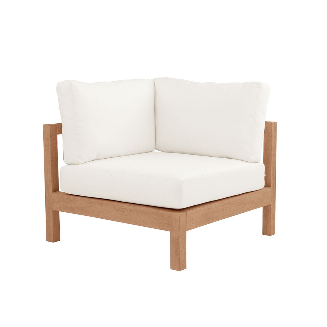 Kingsley Bate Montauk Brushed teak sectional corner chair with white cushions