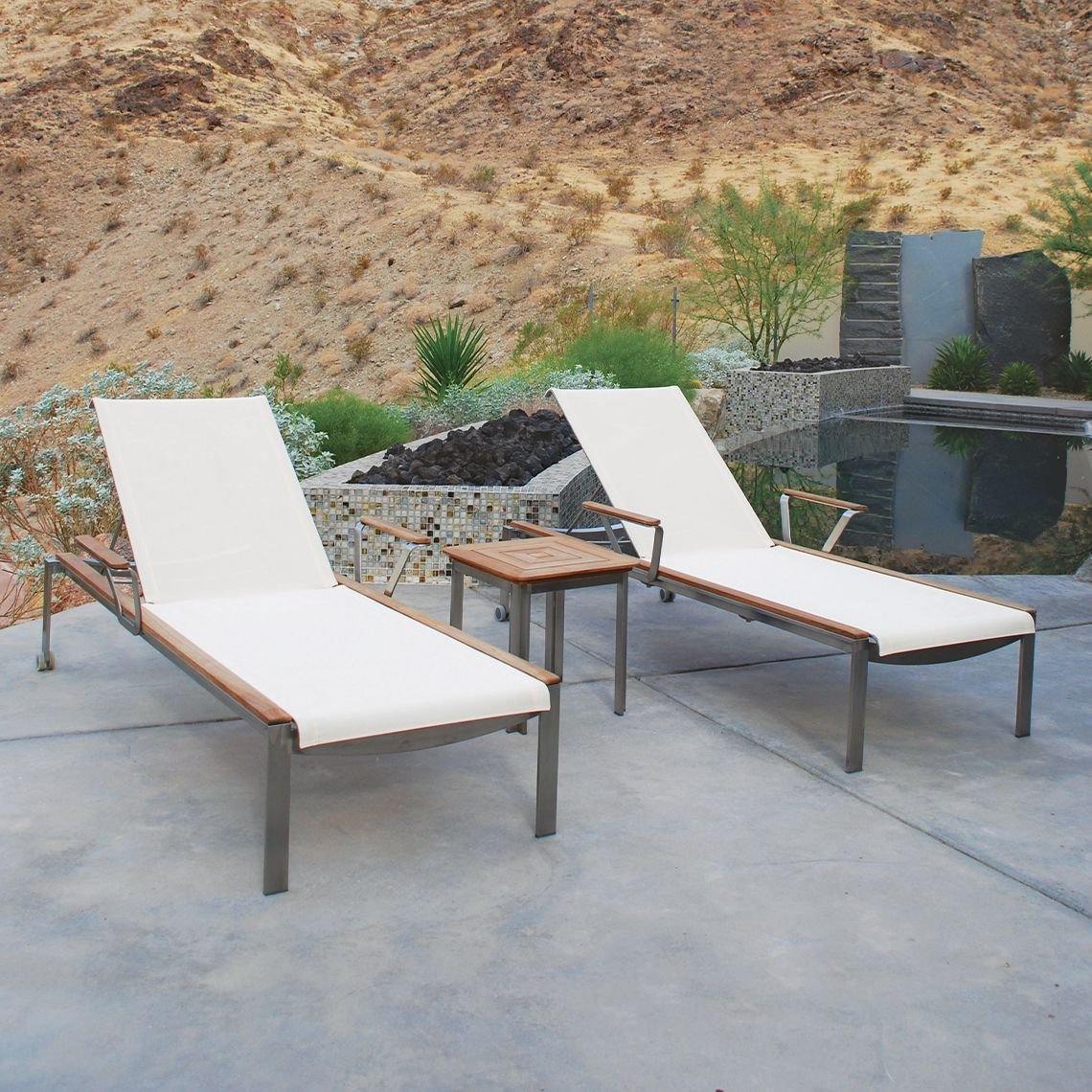Kingsley Bate Tivoli Stainless Steel and Teak Side Table