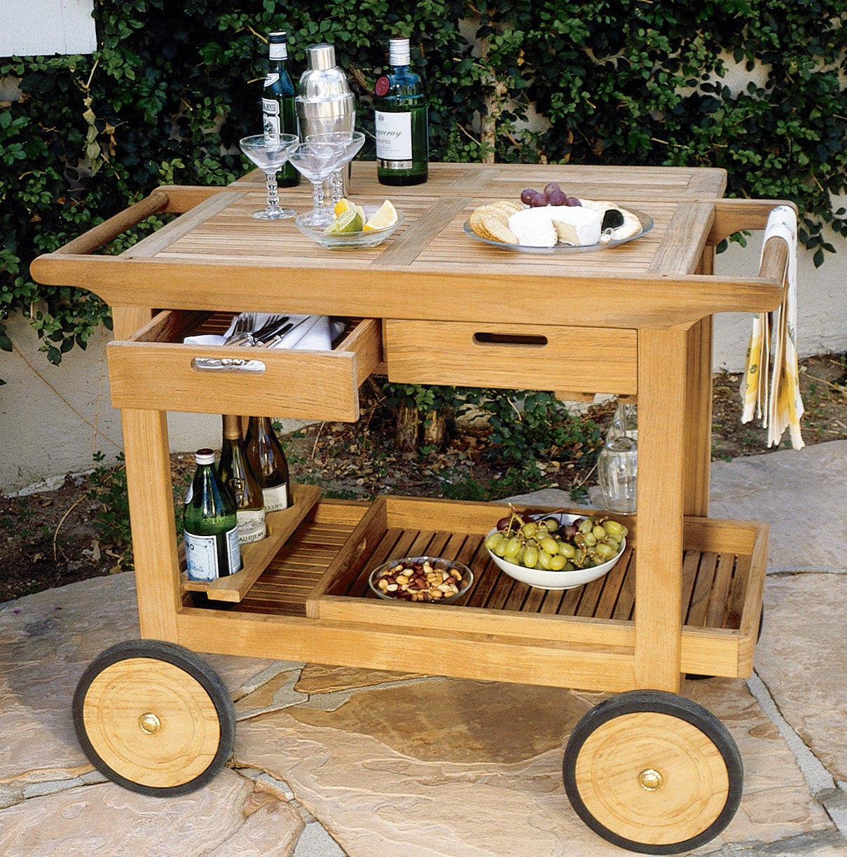 Kingsley Bate Teak Serving Cart with Wheels
