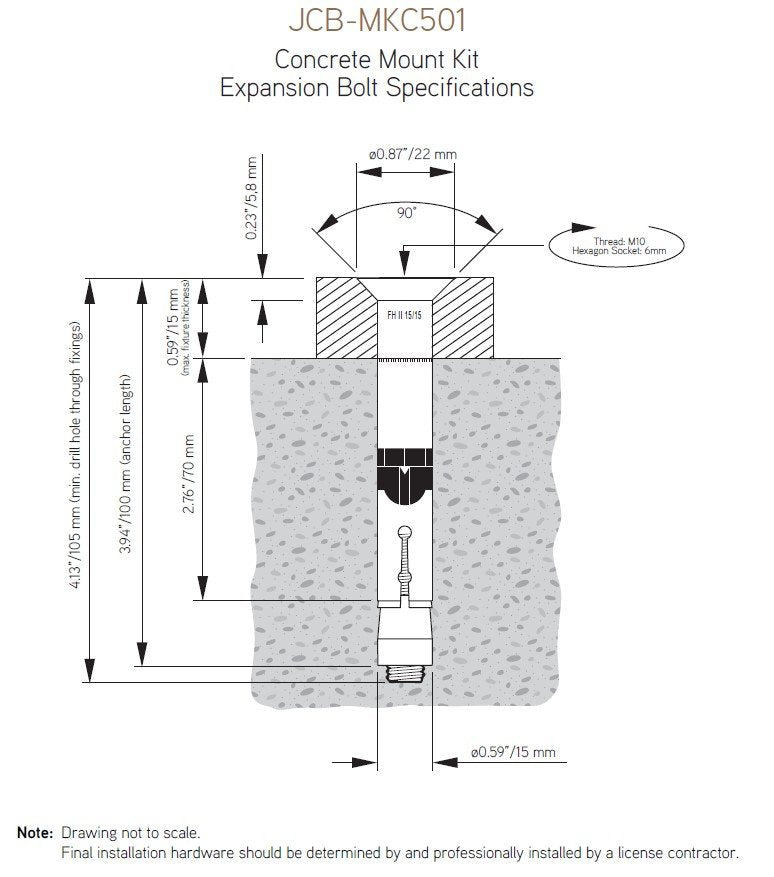 Jardinico MKC501 Concrete Mount Kit Expansion Bolt Specifications
