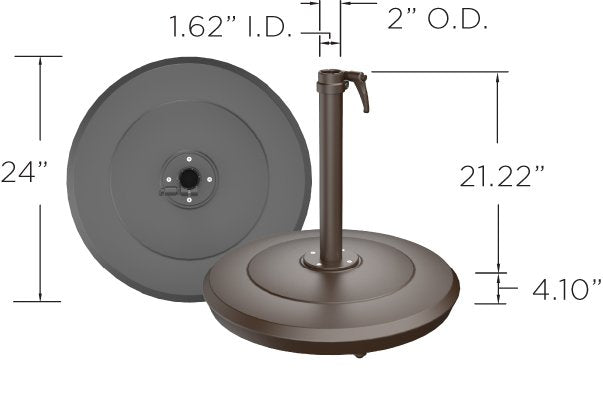 Shademaker 100 lbs Aurora Cast Aluminum Round Base with Wheels