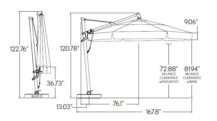 Treasure Garden 13' Octagon Starlux AKZ Cantilever Patio Umbrella