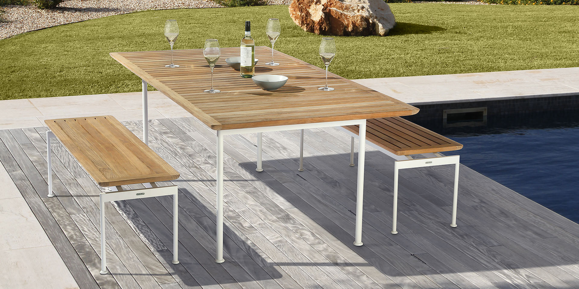 Barlow Tyrie Layout Teak and Stainless Steel Dining Table 200