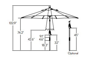 Treasure Garden 9' Octagon Collar Tilt Umbrella