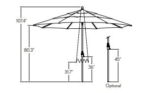Treasure Garden 11' Octagon Collar Tilt Market Umbrella