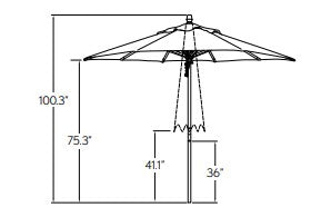 Treasure Garden 9' Octagon Quad Pulley Lift Market Umbrella