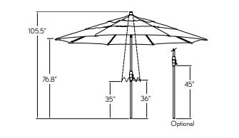 Treasure Garden 11' Octagon Auto Tilt Center Post Umbrella
