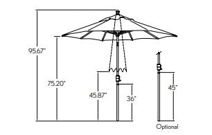 Treasure Garden 7.5' Octagon Push Button Center Post Tilt Umbrella