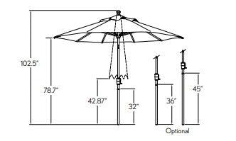 Treasure Garden 9' Octagon Push Button Tilt Center Post Umbrella
