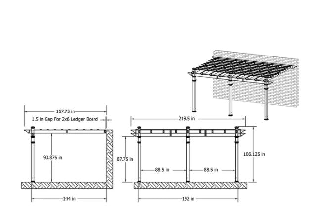 Vita 12'x16' Valencia Attached Pergola